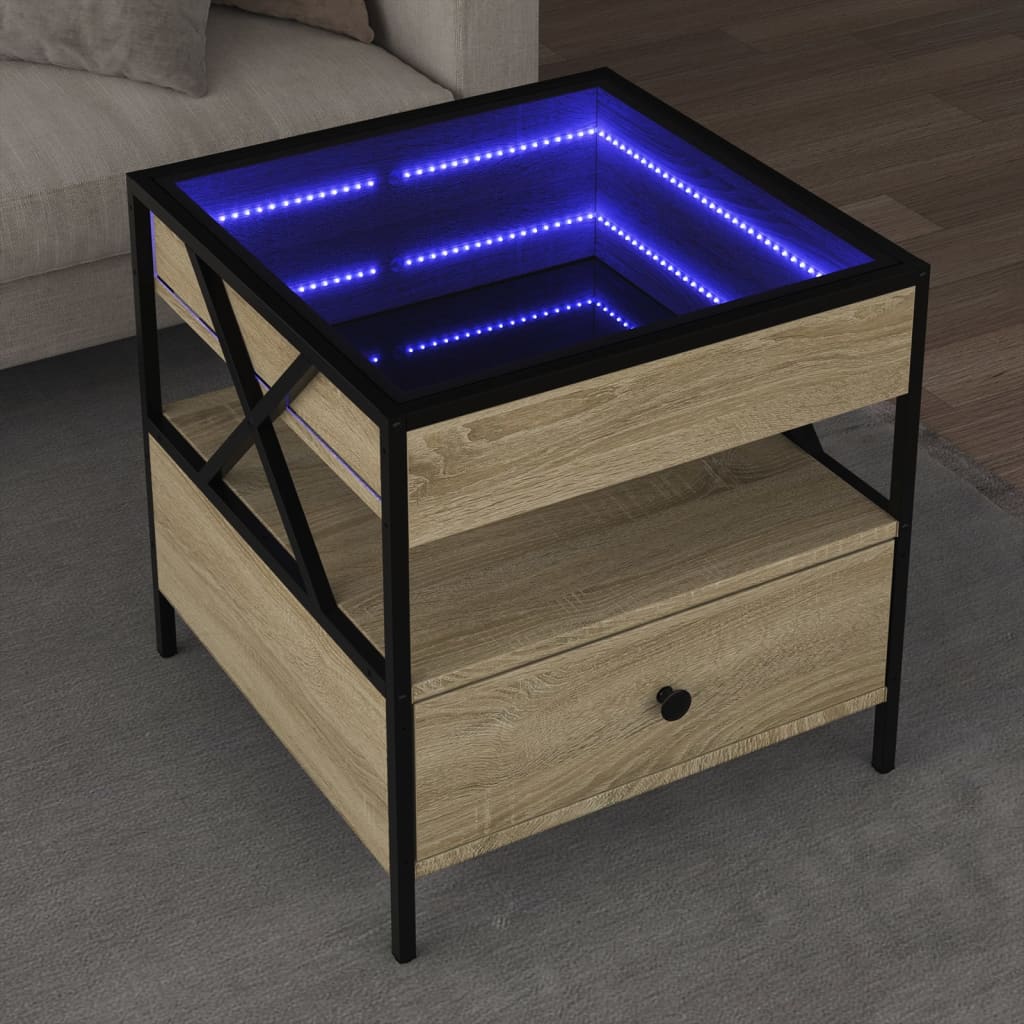Mesa de centro luzes LED infinity 50x50x51 cm carvalho sonoma