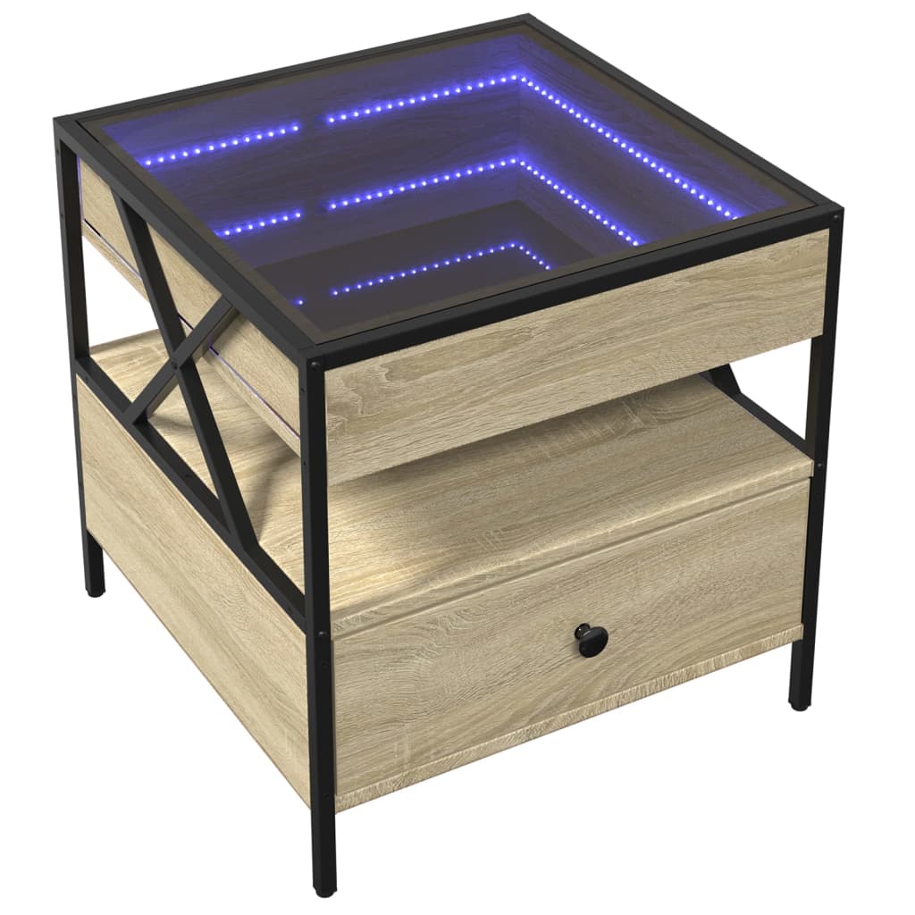 Mesa de centro luzes LED infinity 50x50x51 cm carvalho sonoma