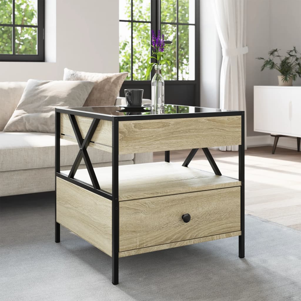 Mesa de centro luzes LED infinity 50x50x51 cm carvalho sonoma