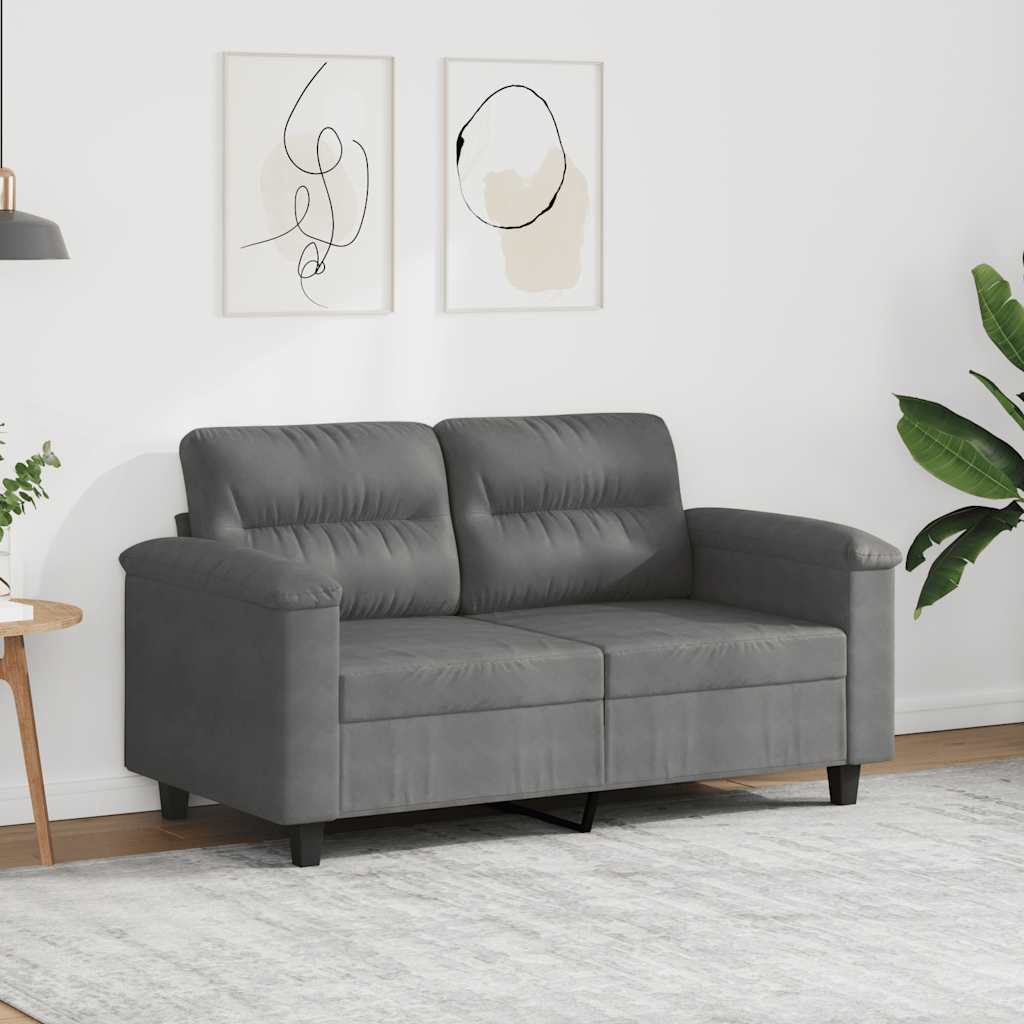 Sofá de 2 lugares 120 cm tecido de microfibra cinzento-escuro