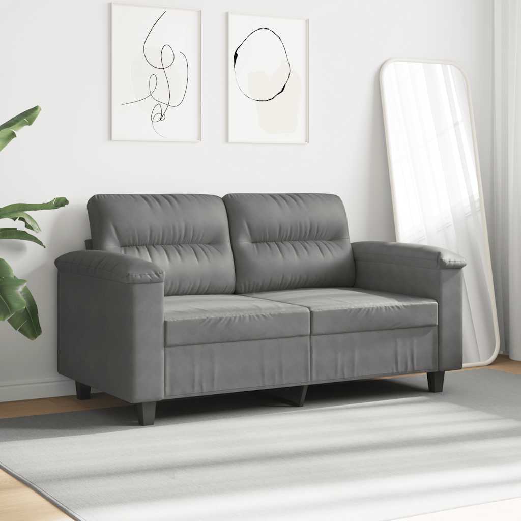 Sofá de 2 lugares 120 cm tecido de microfibra cinzento-escuro