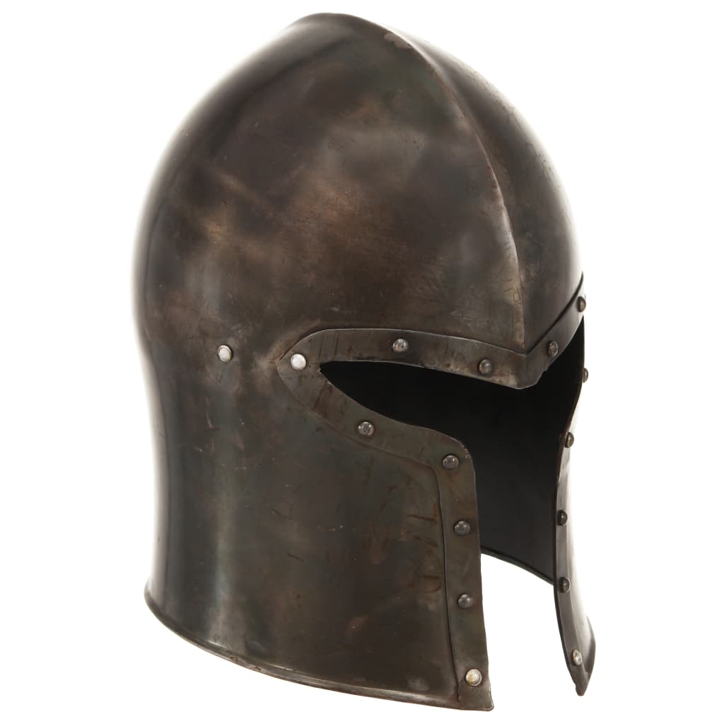 Capacete de cavaleiro medieval réplica larp aço prateado