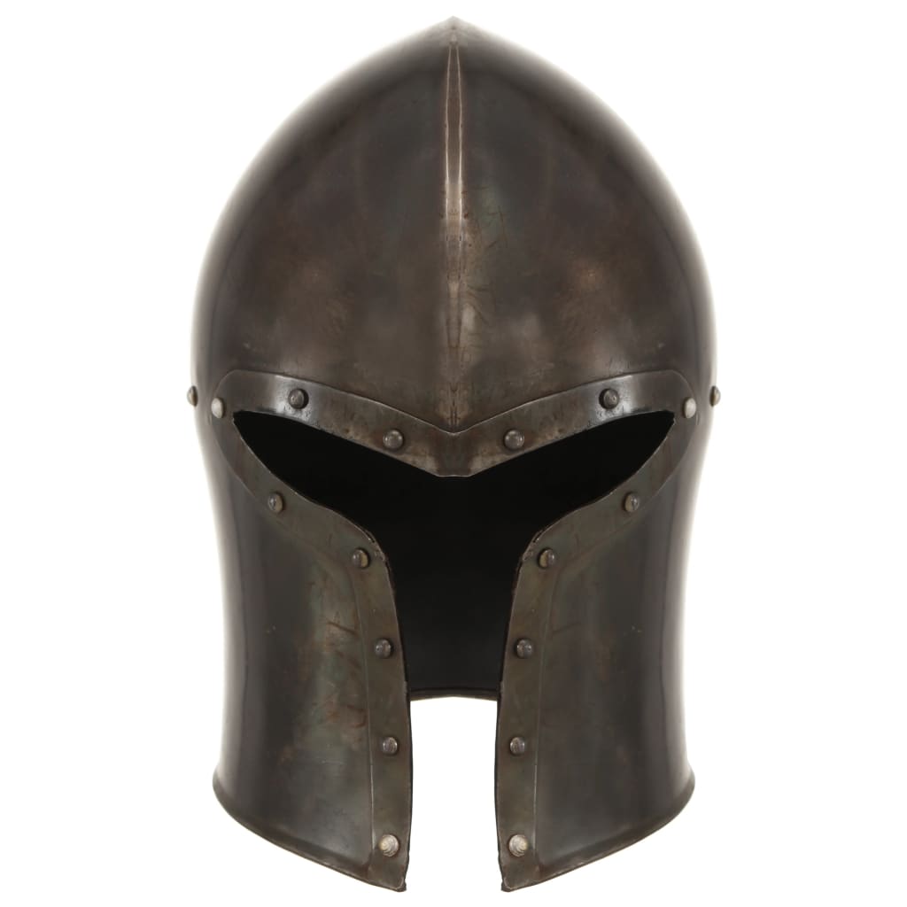 Capacete de cavaleiro medieval réplica larp aço prateado