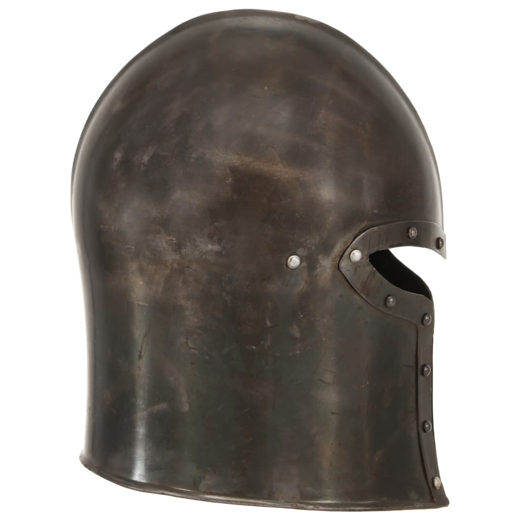 Capacete de cavaleiro medieval réplica larp aço prateado