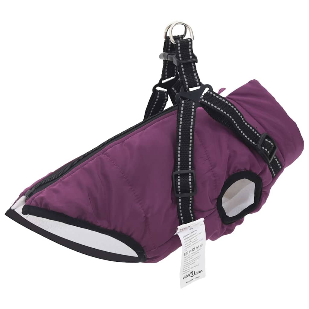 Casaco para cães com arnês impermeável reflexivo roxo l36