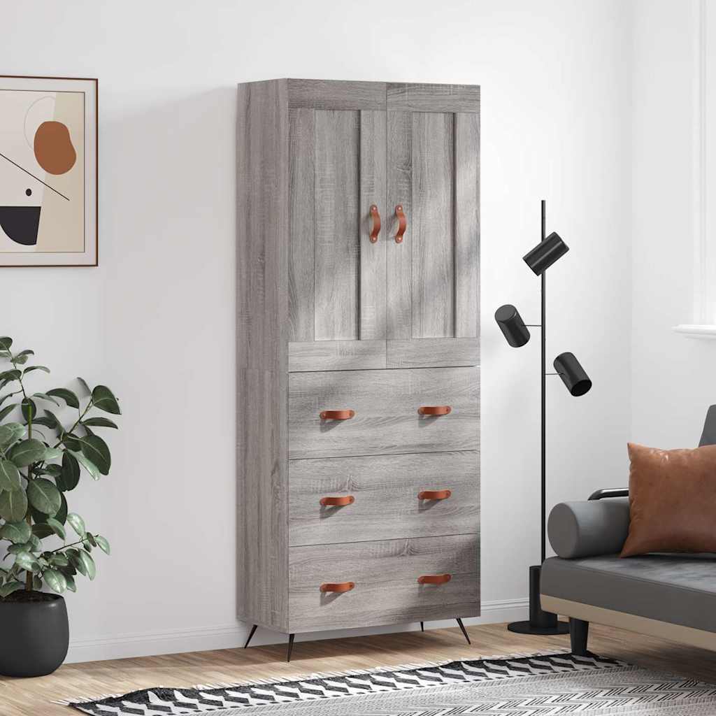 Armário alto 69,5x34x180 cm derivados de madeira sonoma cinza