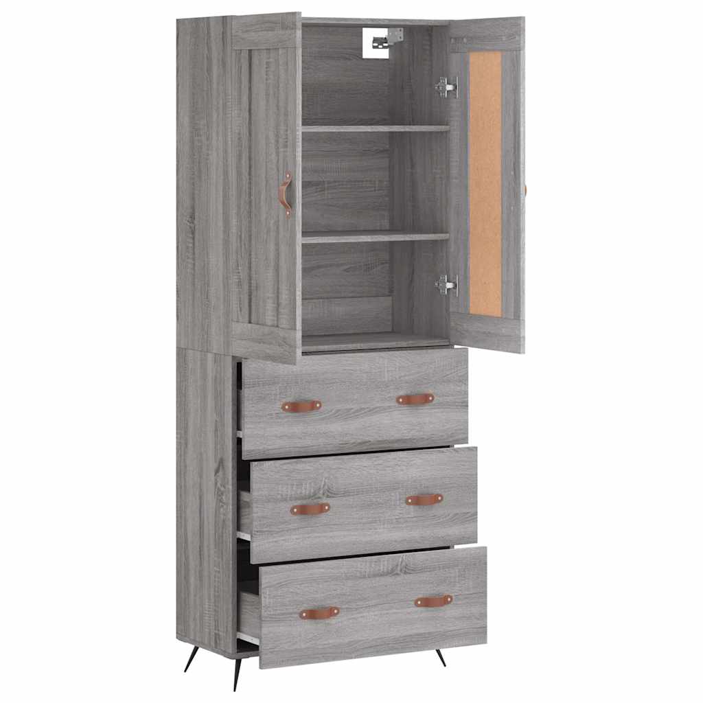 Armário alto 69,5x34x180 cm derivados de madeira sonoma cinza