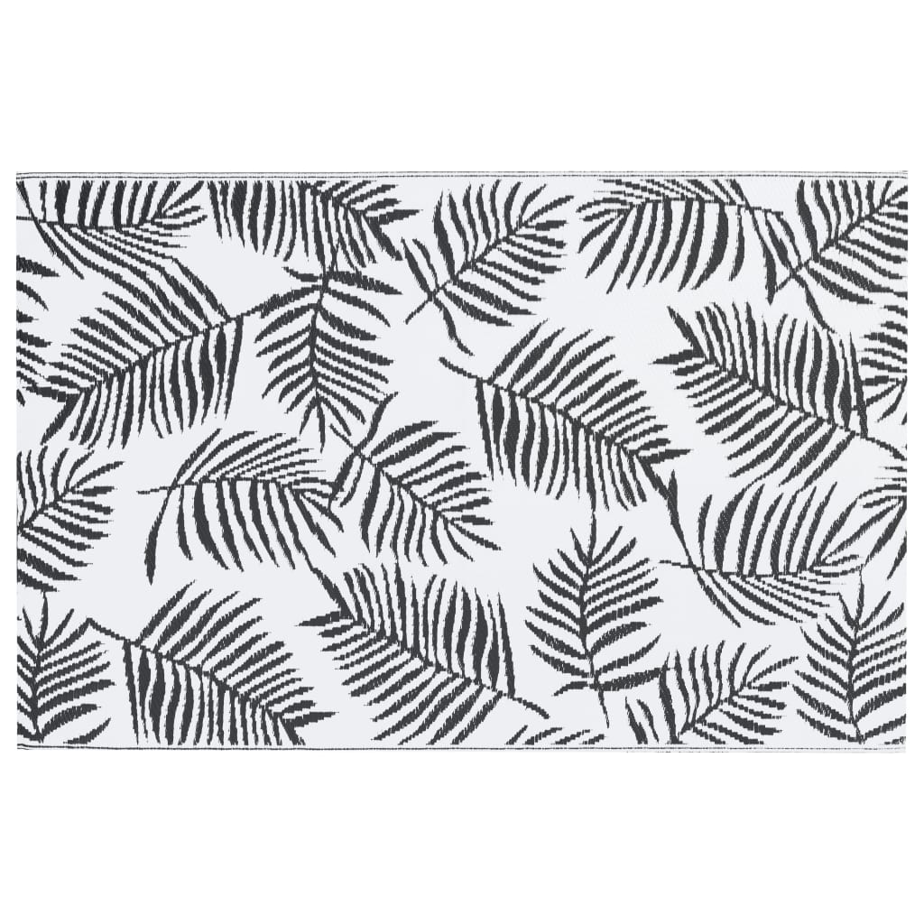 Tapete de exterior 160x230 cm arakil PP branco e preto