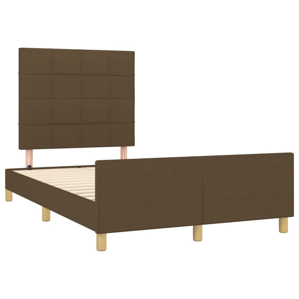 Estrutura de cama sem colchão 120x200 cm tecido castanho-escuro