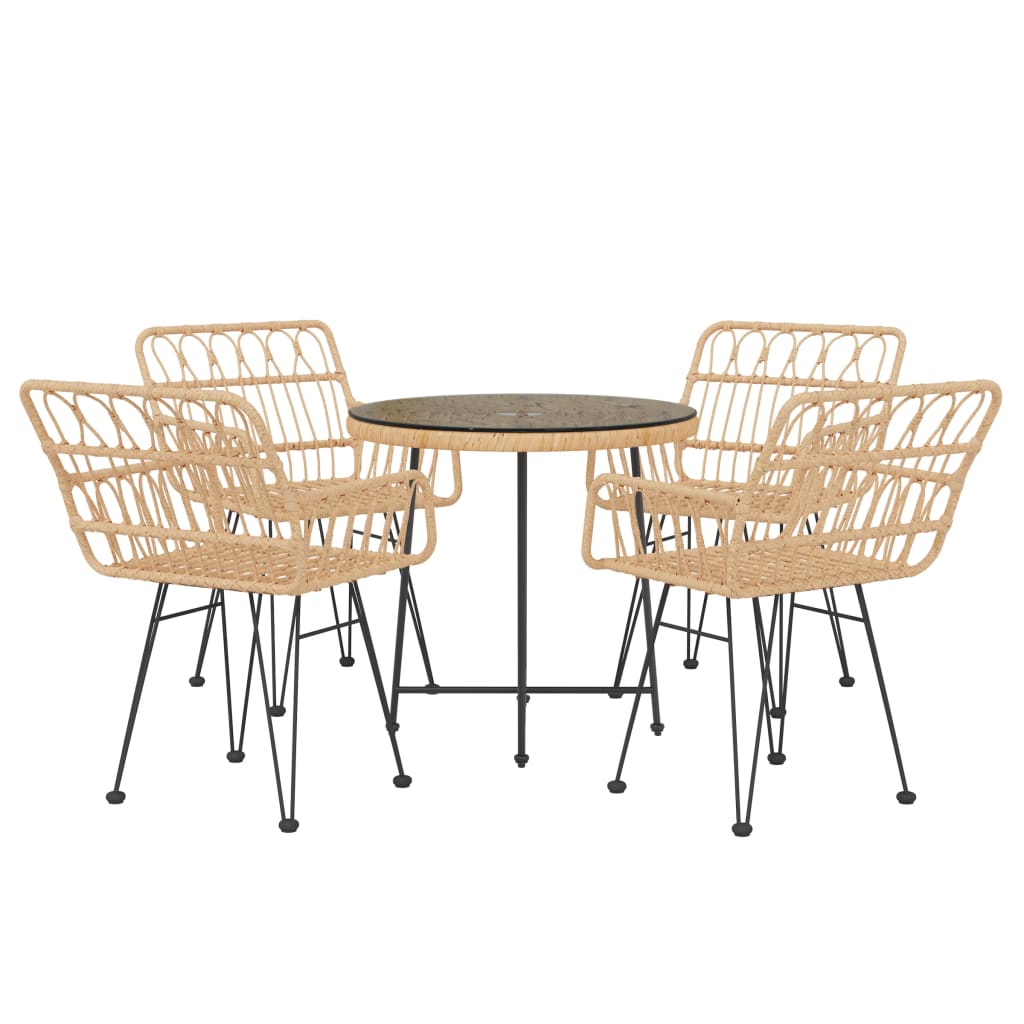 5 Pcs conjunto de jantar p/ jardim vime PE