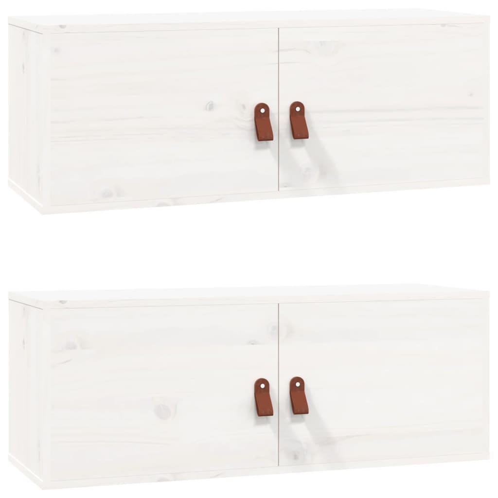 Armários de parede 2 pcs 80x30x30 cm pinho maciço branco