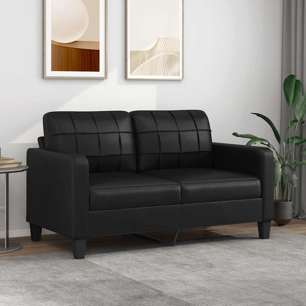 Sofá de 2 lugares 140 cm couro artificial preto