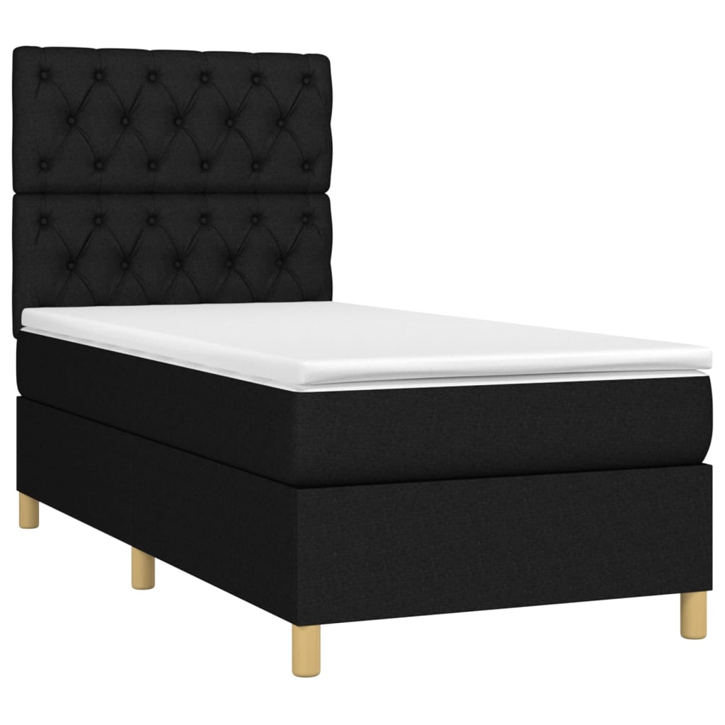 Cama com molas/colchão 80x200 cm tecido preto
