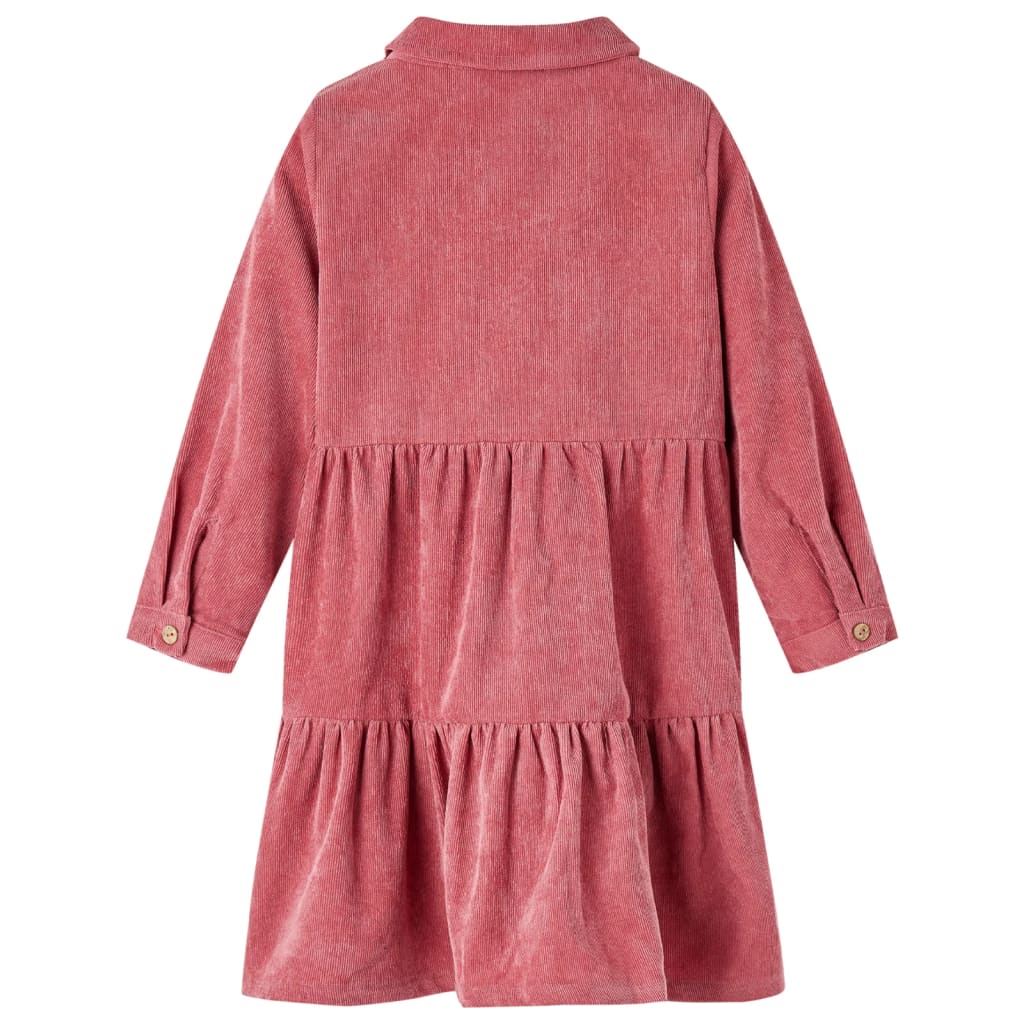 Vestido de manga comprida p/ criança bombazina rosa-velho 92