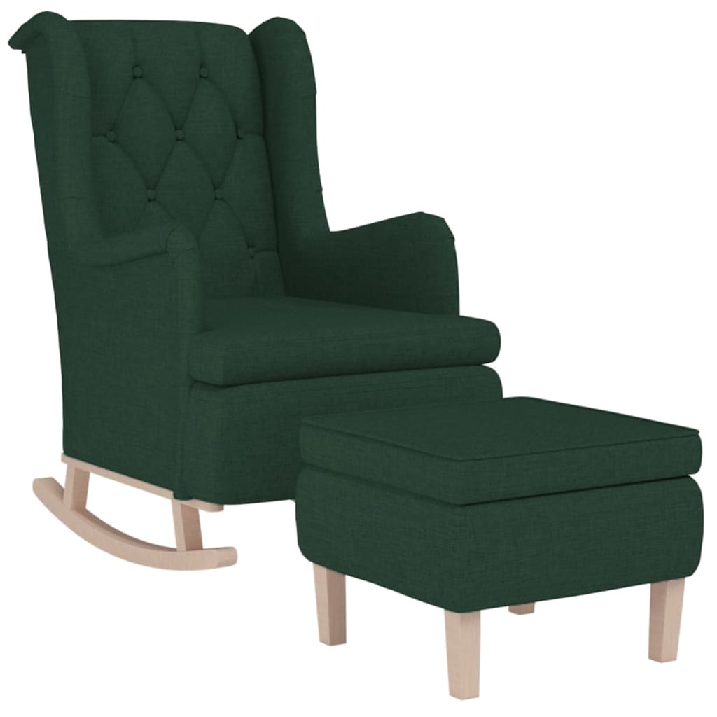 Poltrona de baloiço com banco tecido verde-escuro