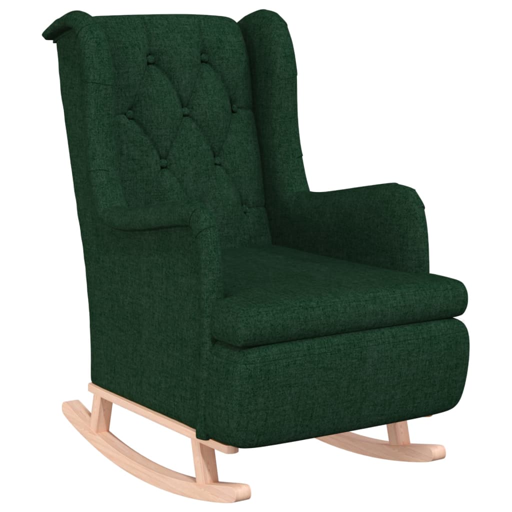 Poltrona de baloiço com banco tecido verde-escuro