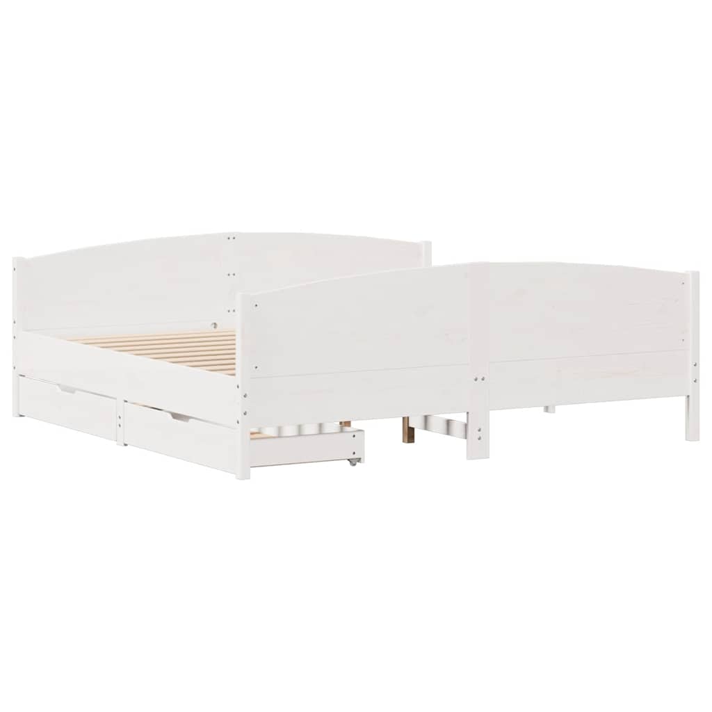 Cama sem colchão 160x200 cm madeira de pinho maciça branco