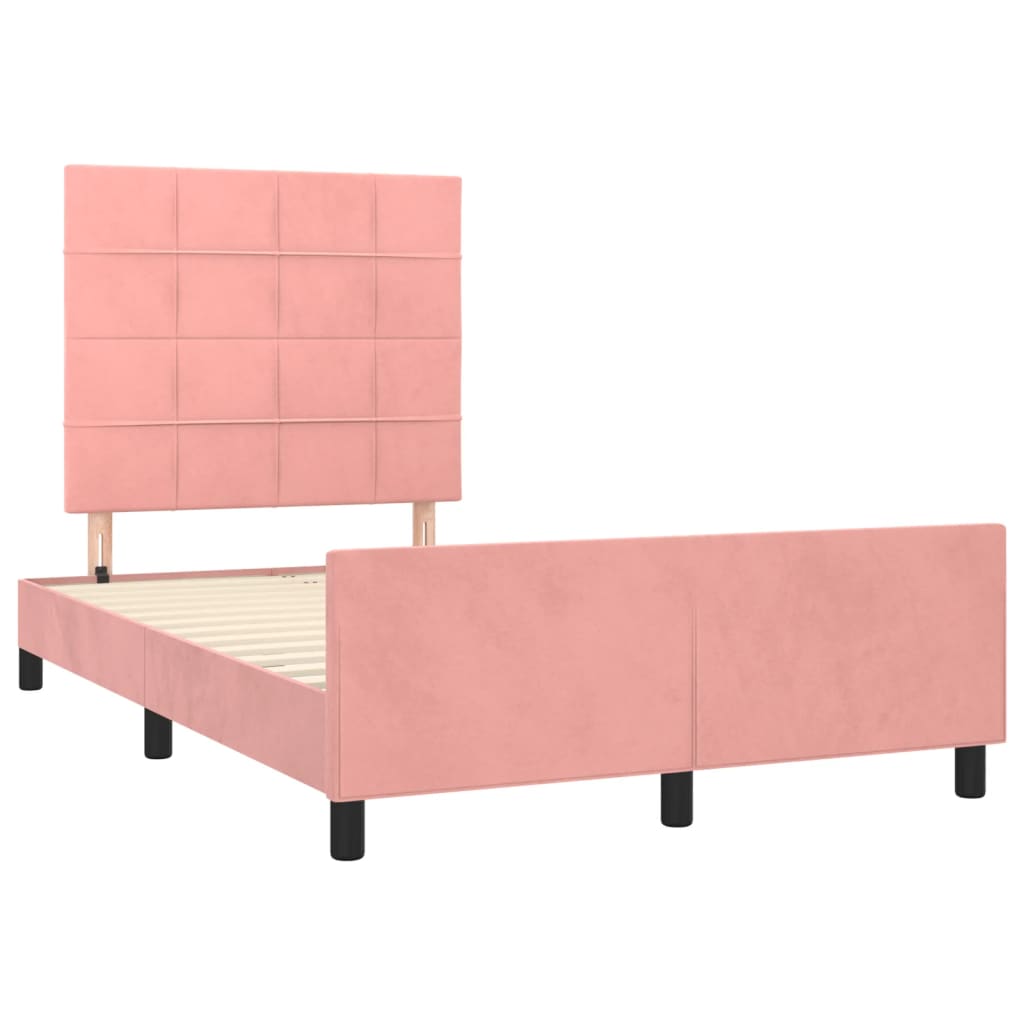 Estrutura de cama com colchão 120x190 cm veludo rosa