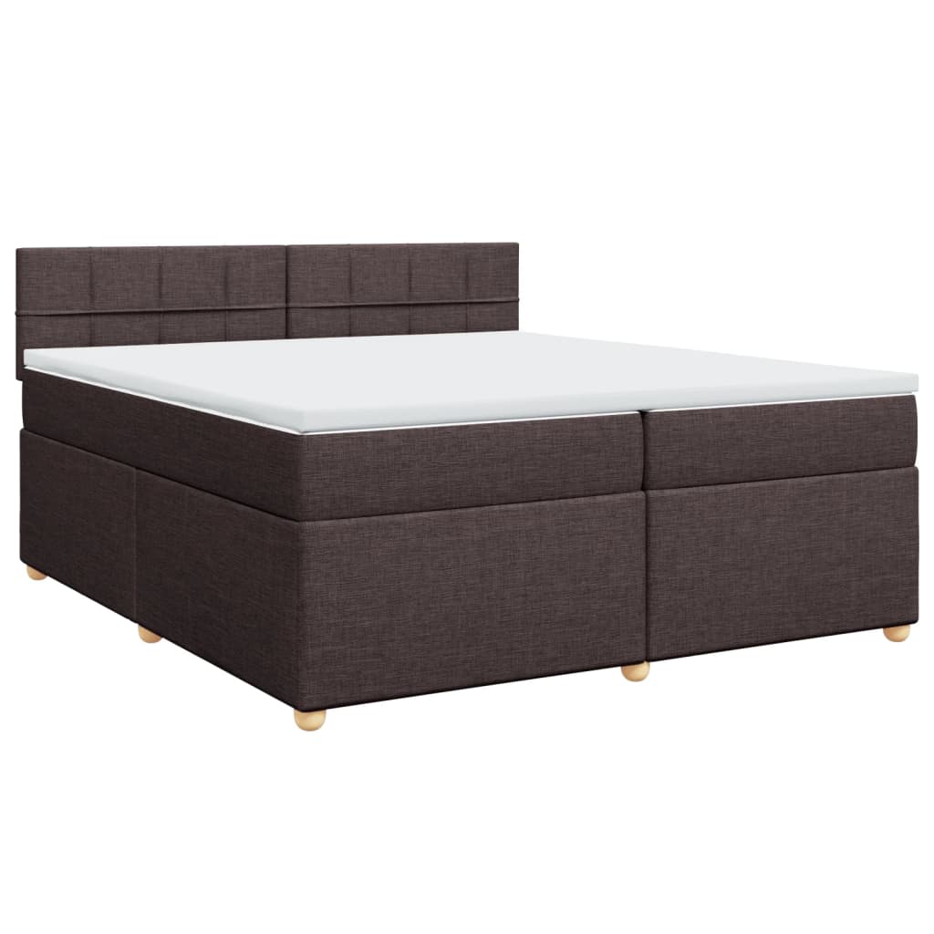 Cama com molas/colchão 200x200 cm tecido castanho-escuro