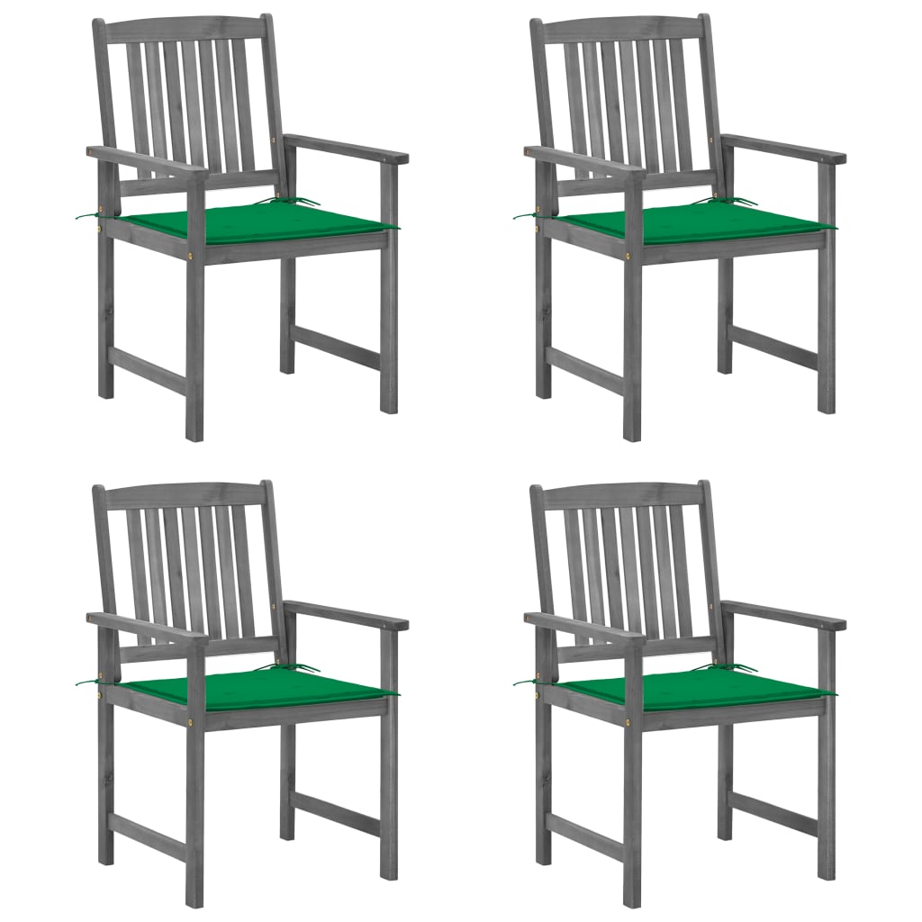 Cadeiras de jardim com almofadões 4 pcs acácia maciça cinza