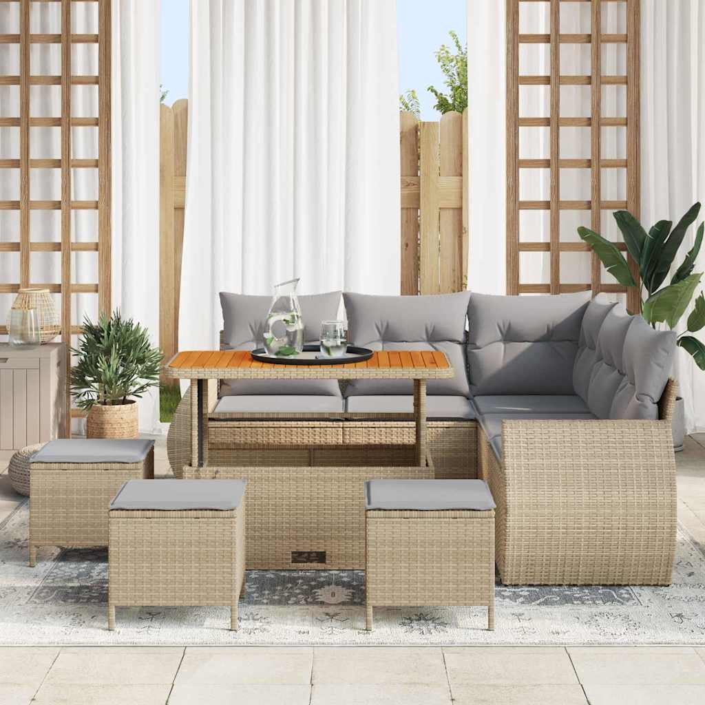 Conjunto de sofá de jardim 9 unid. 8-número de lugares