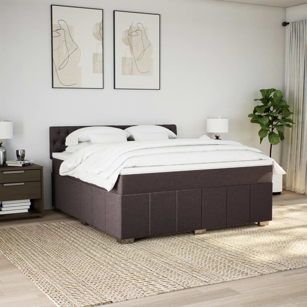 Cama com molas/colchão 180x200 cm tecido castanho-escuro