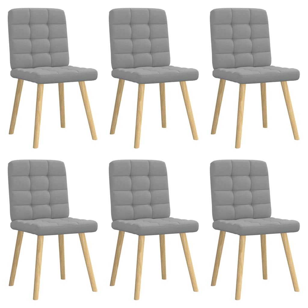 Cadeiras de jantar 6 pcs tecido cinzento-claro
