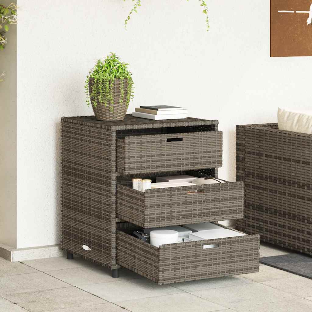 Armário de arrumação para jardim 55x59x69 cm vime PE cinzento