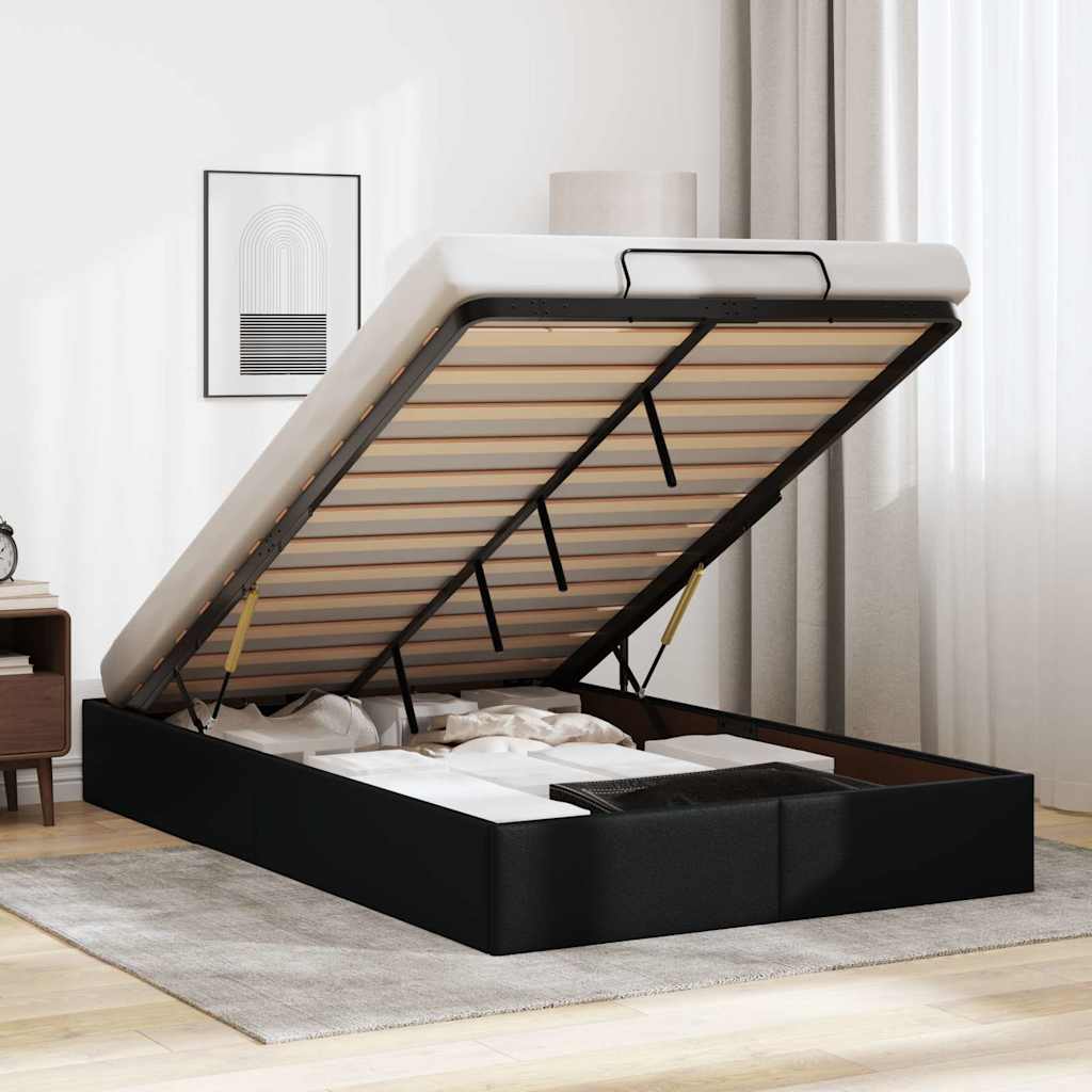 Estrutura de cama otomana sem colchão 120x190 cm preta