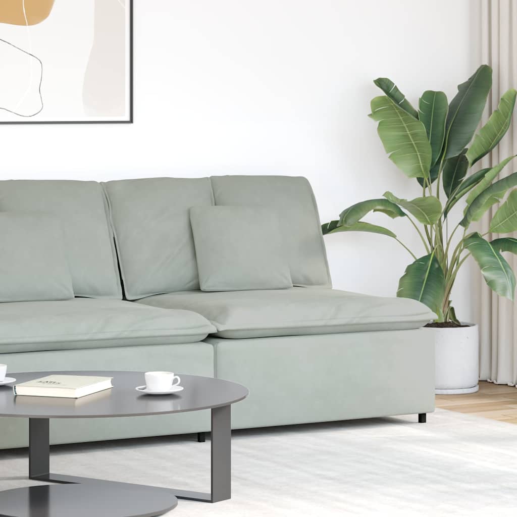 Módulo central para sofá modular com almofadas, cinza claro, 100 cm