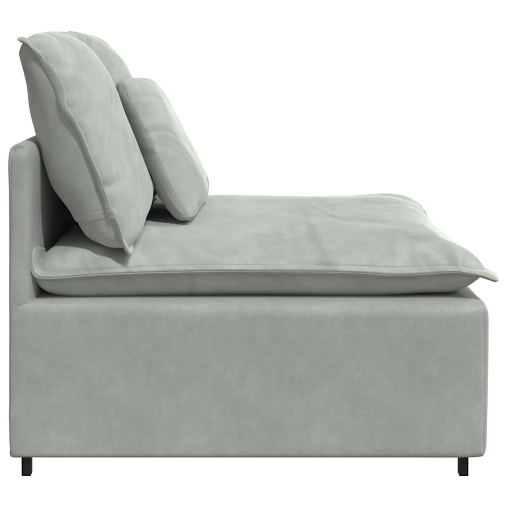 Módulo central para sofá modular com almofadas, cinza claro, 100 cm