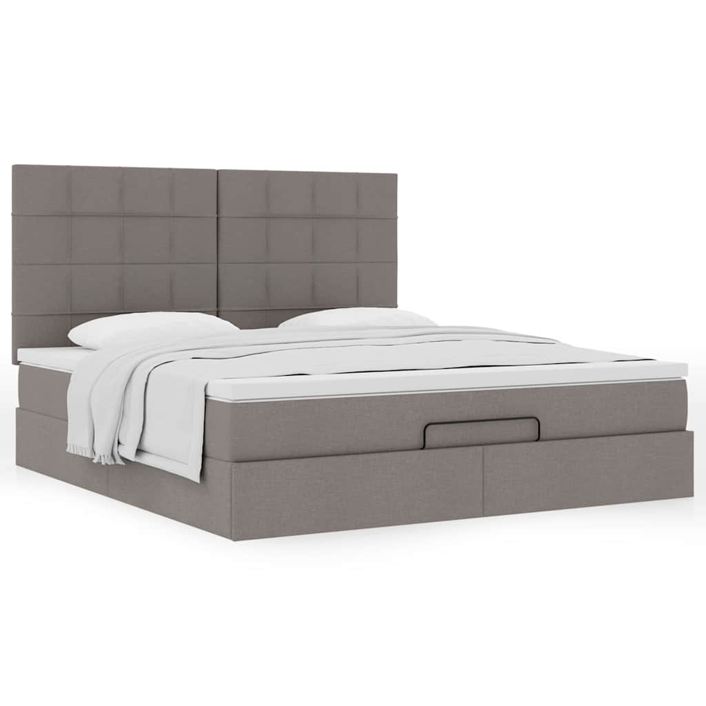 Moldura de cama otomana com tecido taupe 180x200cm