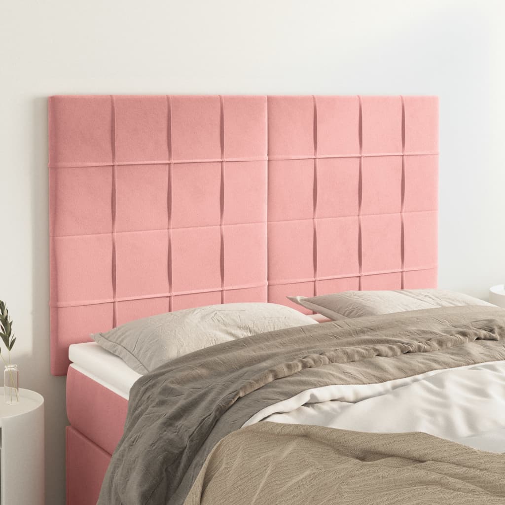 Cabeceira rosa 144x5x118/128 cm veludo
