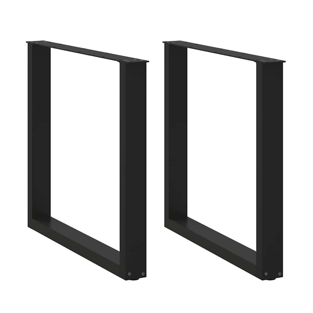 Pés de mesa de jantar em forma de u, 2 peças, preto, 90x (72-73) cm, aço