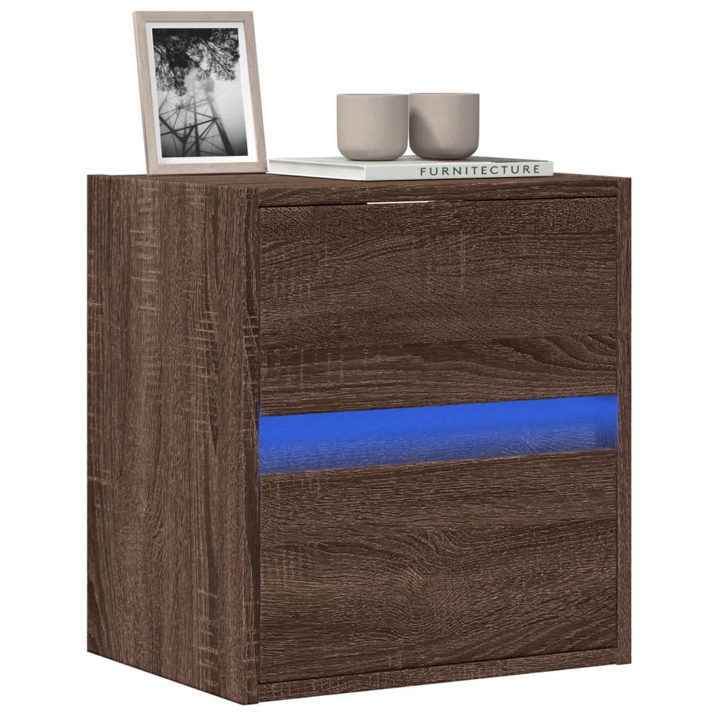 Móvel de parede p/ TV c/ luzes LED 41x31x45cm carvalho castanho