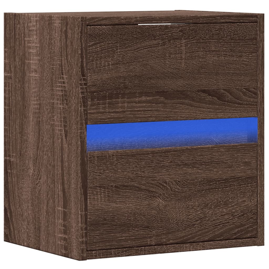 Móvel de parede p/ TV c/ luzes LED 41x31x45cm carvalho castanho