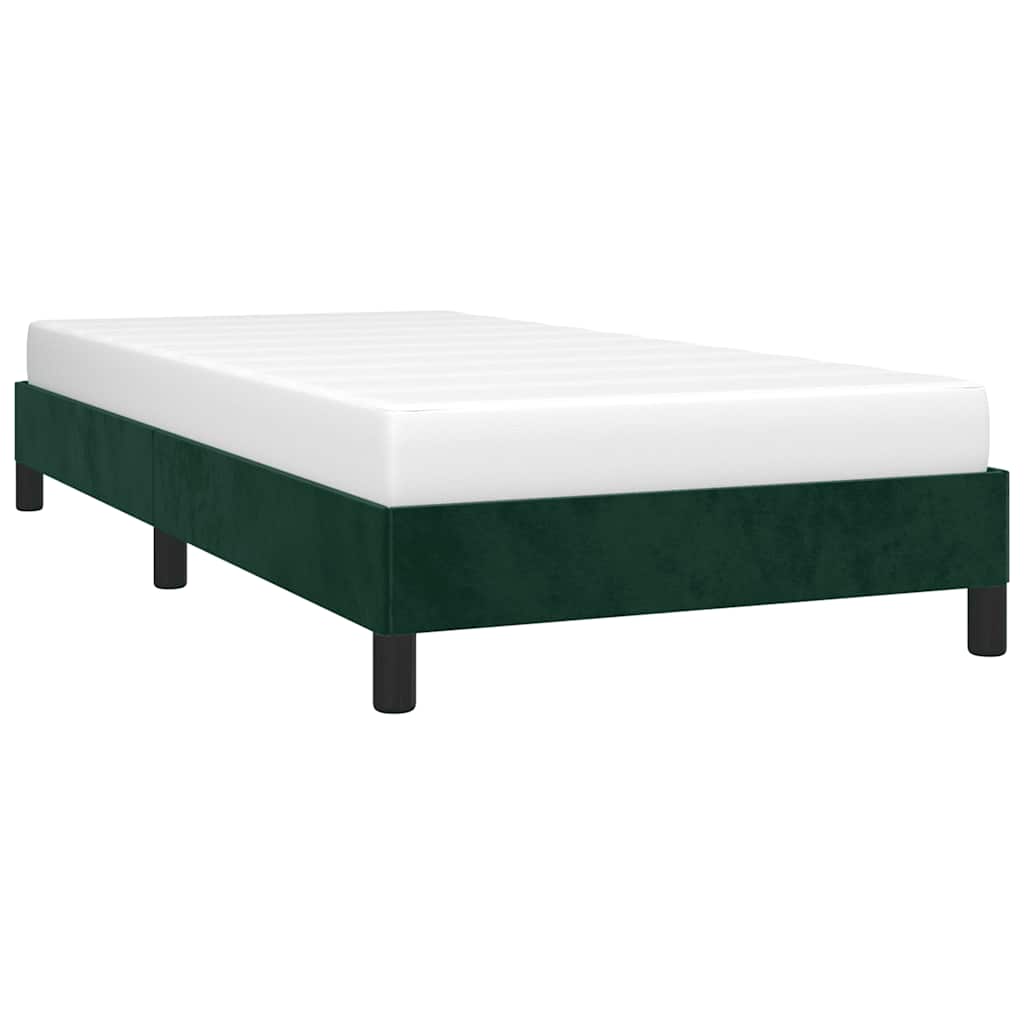 Estrutura de cama sem colchão 90x190 cm veludo verde-escuro