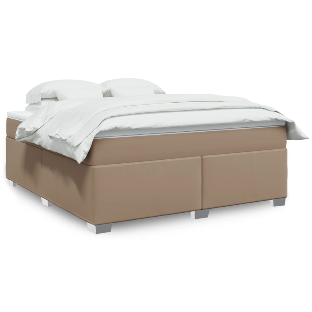 Cama com molas/colchão 180x200 cm couro artificial cappuccino