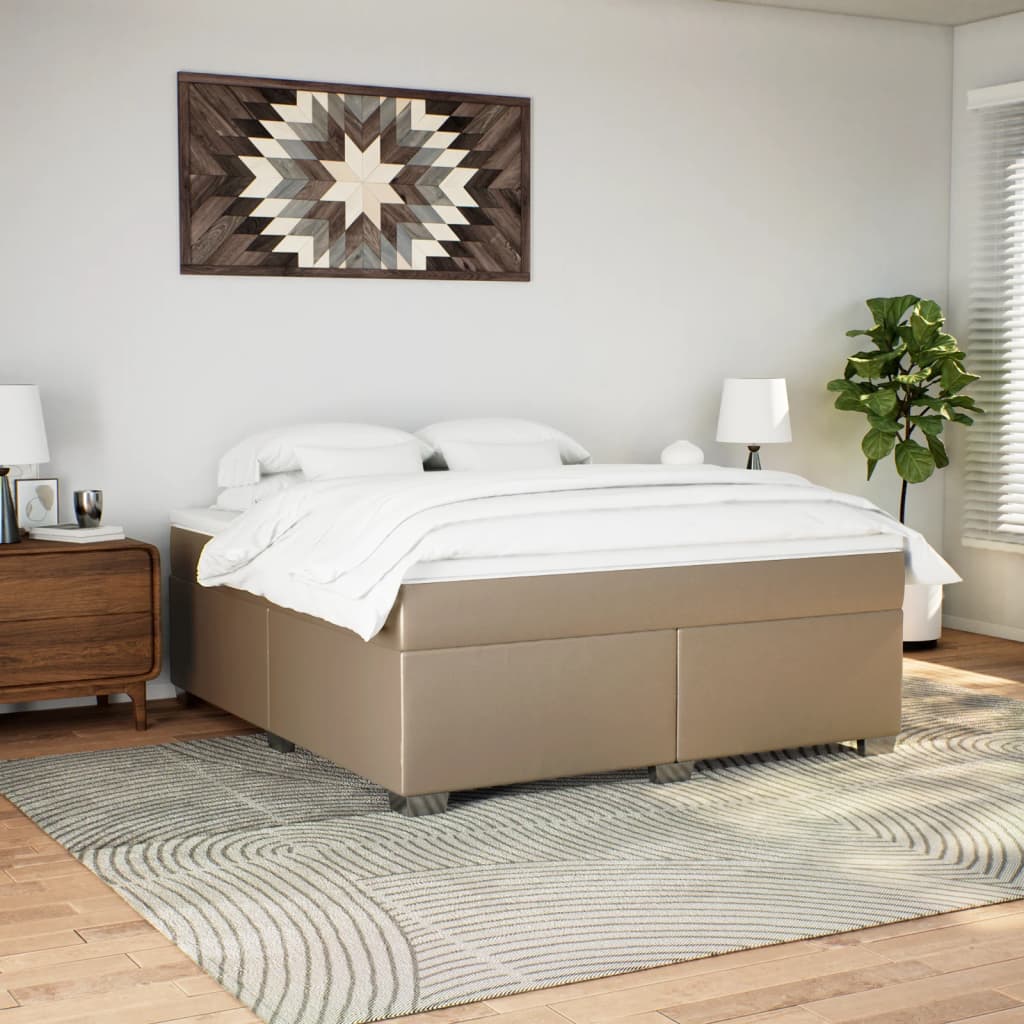 Cama com molas/colchão 180x200 cm couro artificial cappuccino