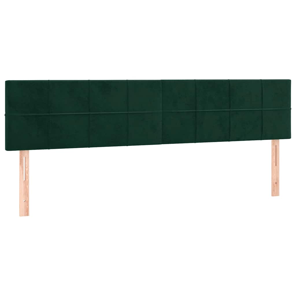 Cabeceira de cama c/luzes LED veludo 180x5x78/88cm verde-escuro