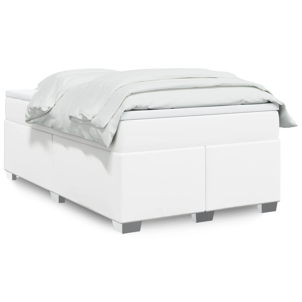 Cama com molas/colchão 120x200 cm couro artificial branco
