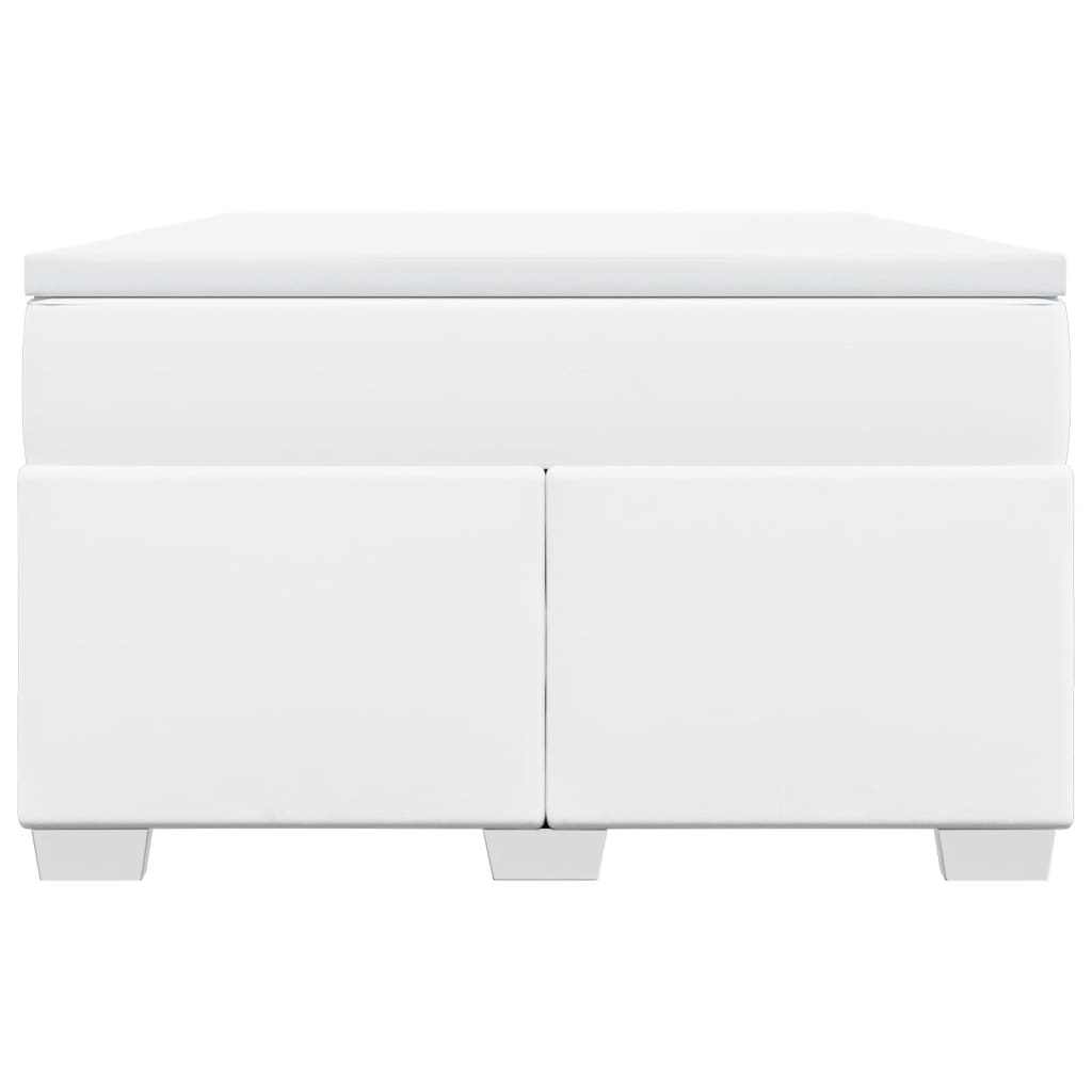 Cama com molas/colchão 120x200 cm couro artificial branco