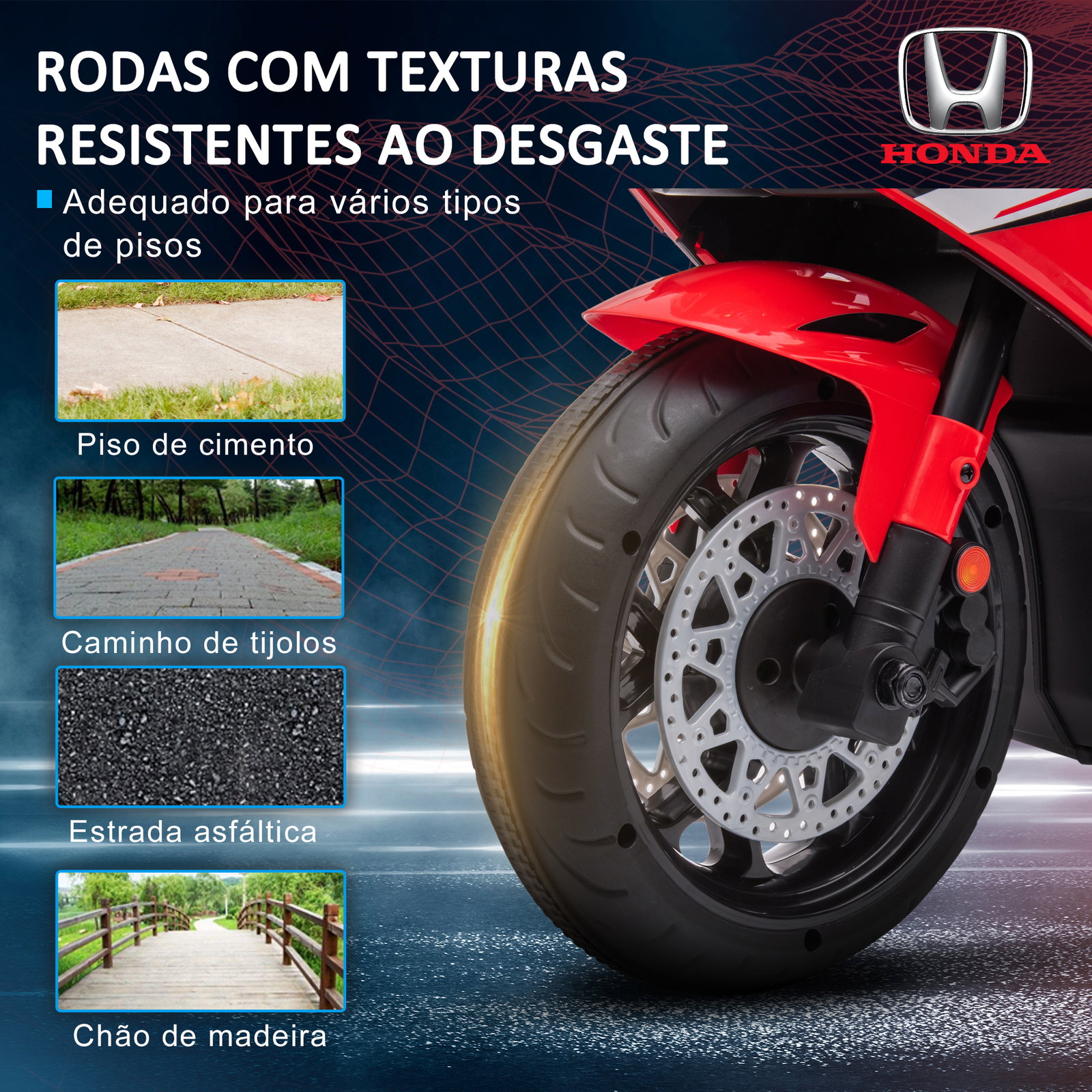 Mota elétrica com licença honda para crianças de 3-5 anos mota a bateria 6v com farol buzina música 90x44x52cm vermelho