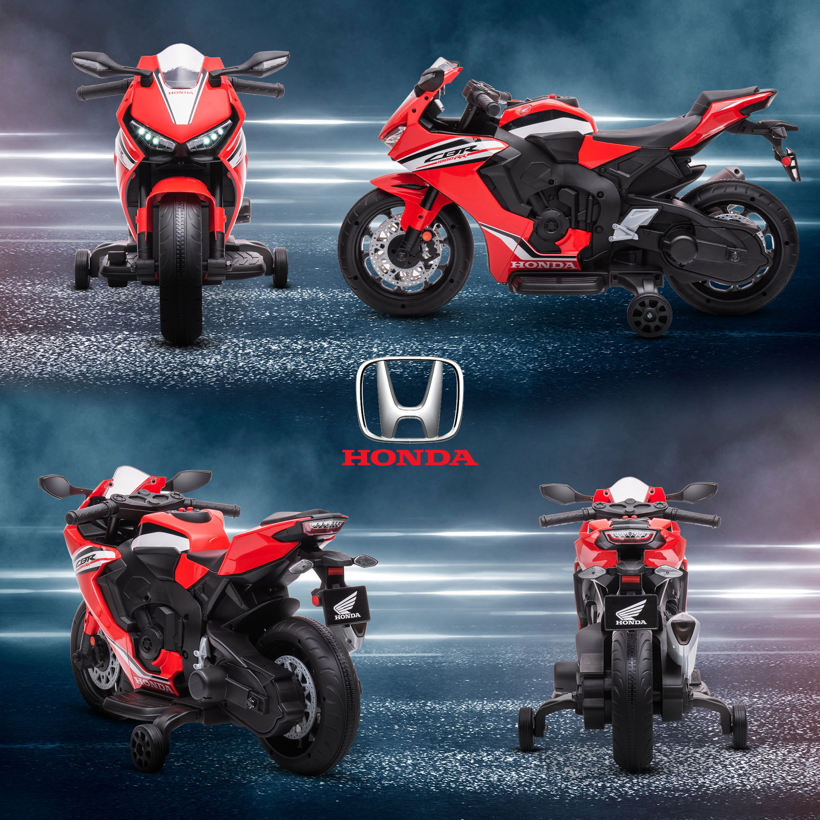 Mota elétrica com licença honda para crianças de 3-5 anos mota a bateria 6v com farol buzina música 90x44x52cm vermelho