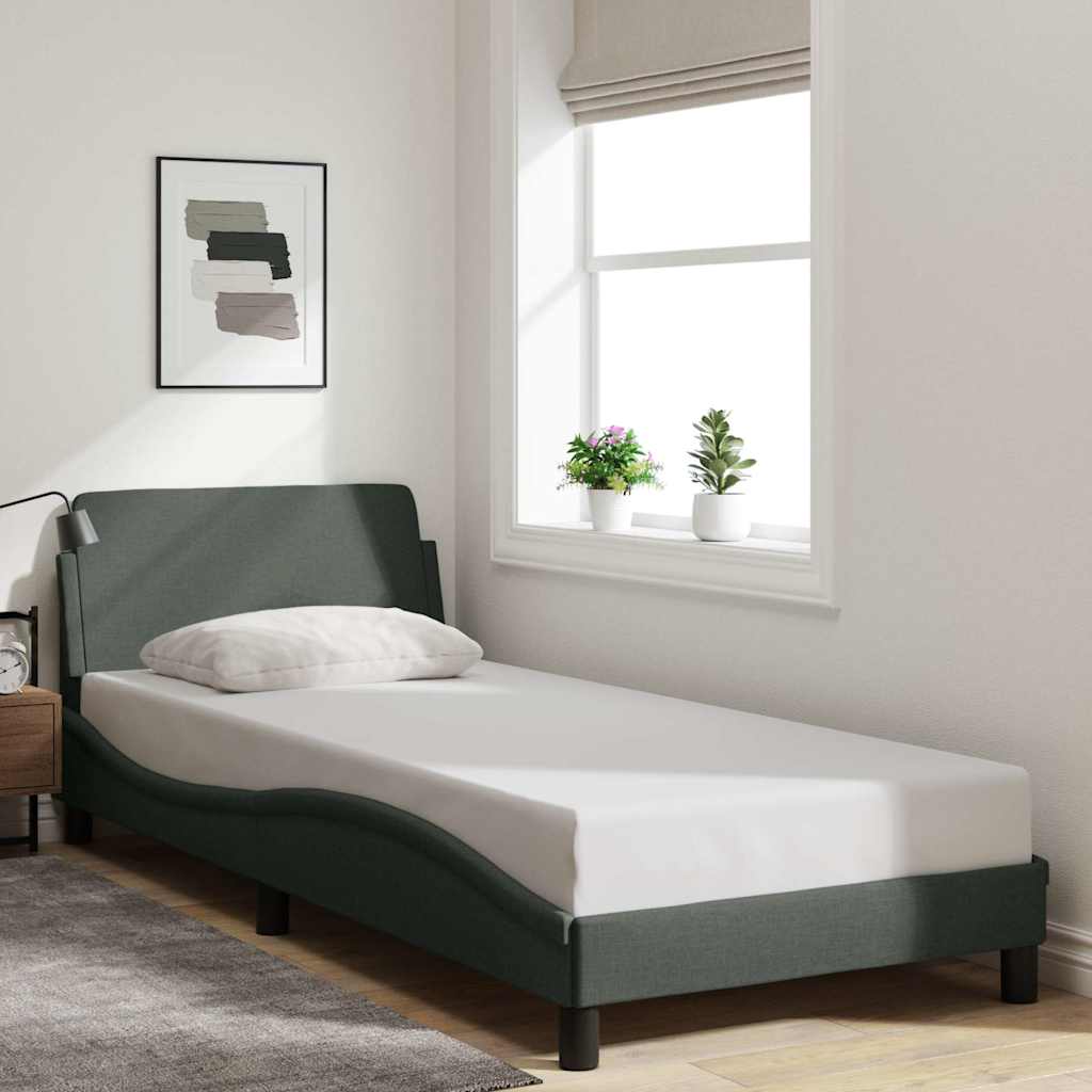 Estrutura de cama dover 90x200 cm tecido cinzento-escuro