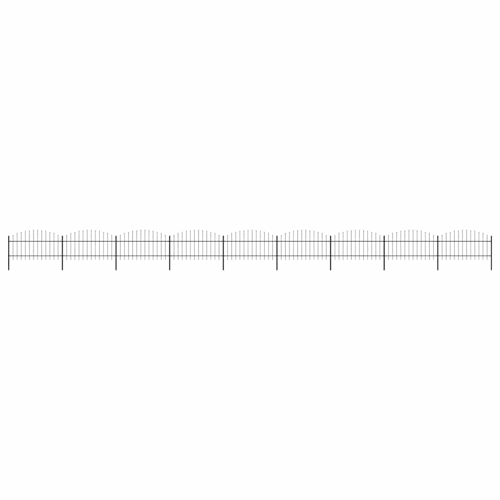 Cerca de jardim com topo em forma de lança em aço 1506x125 cm, preta