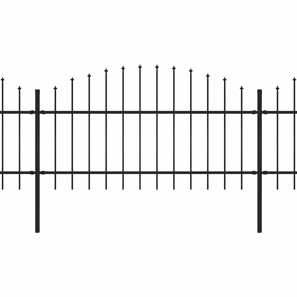 Cerca de jardim com topo em forma de lança em aço 1506x125 cm, preta