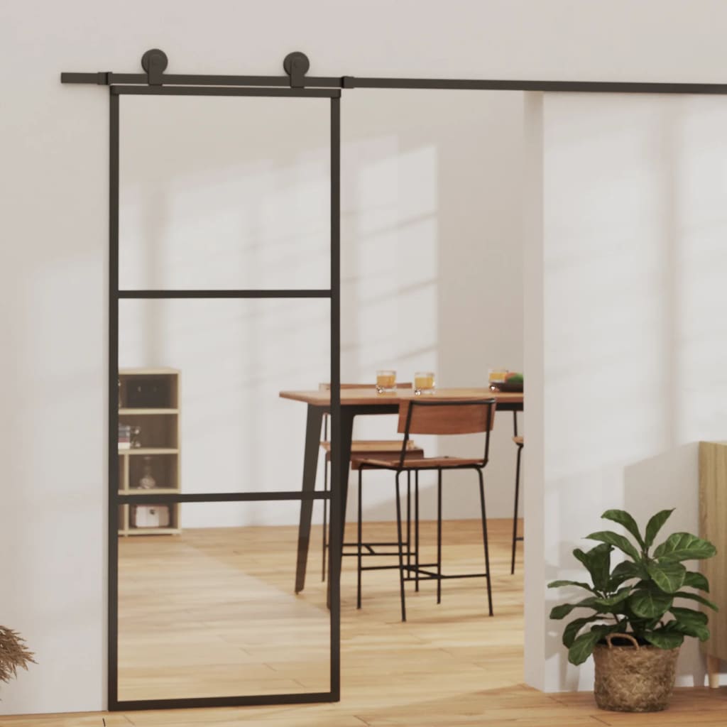 Porta deslizante c/ conj. ferragens 76x205cm vidro esg/alumínio