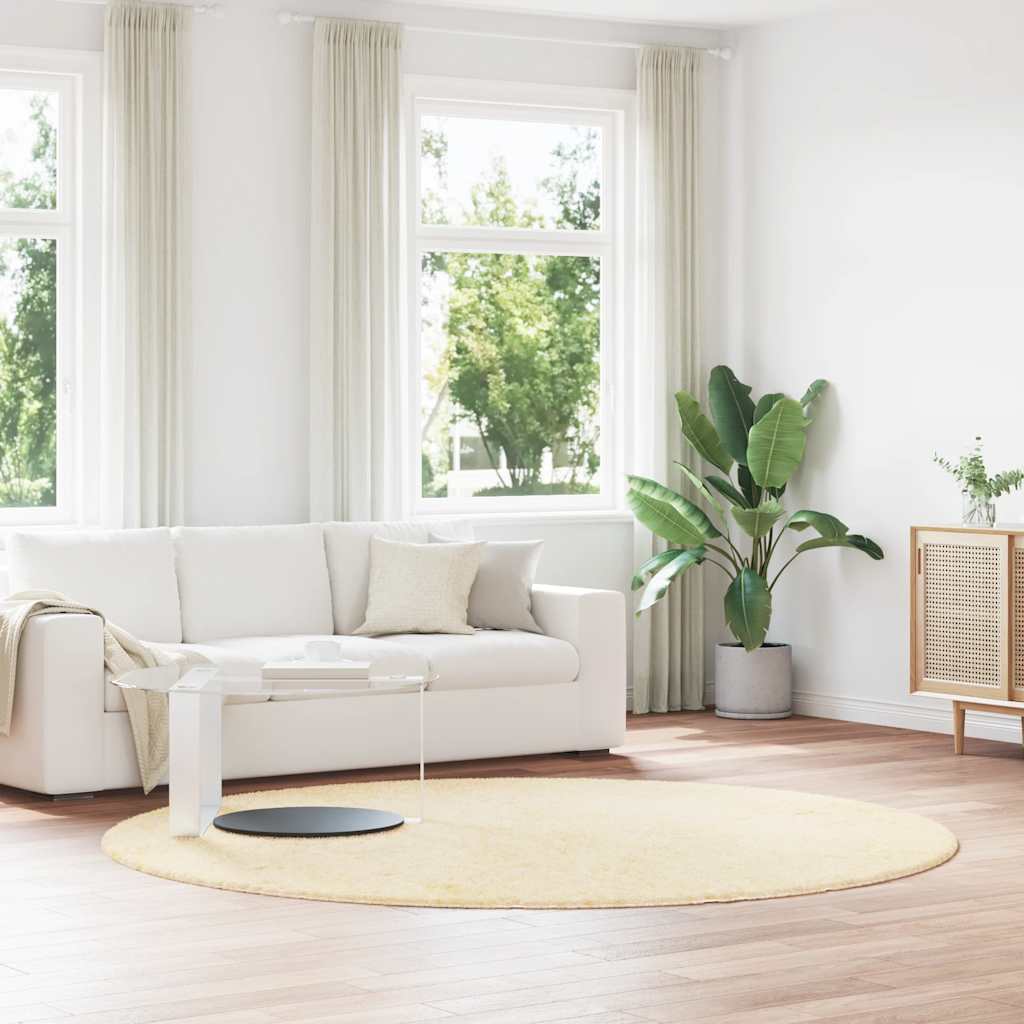 Tapete shaggy de pelo alto navarra 240x240 cm poliéster creme