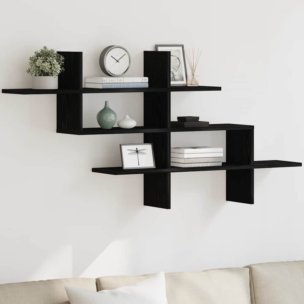 Prateleira de parede 124,5x18x60,5cm carvalho preto